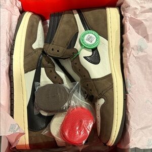SOLD. Nike Brown White Black Air Jordan 1 Low Sneakers